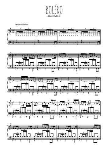 Téléchargez l'arrangement pour piano de la partition de Boléro en PDF